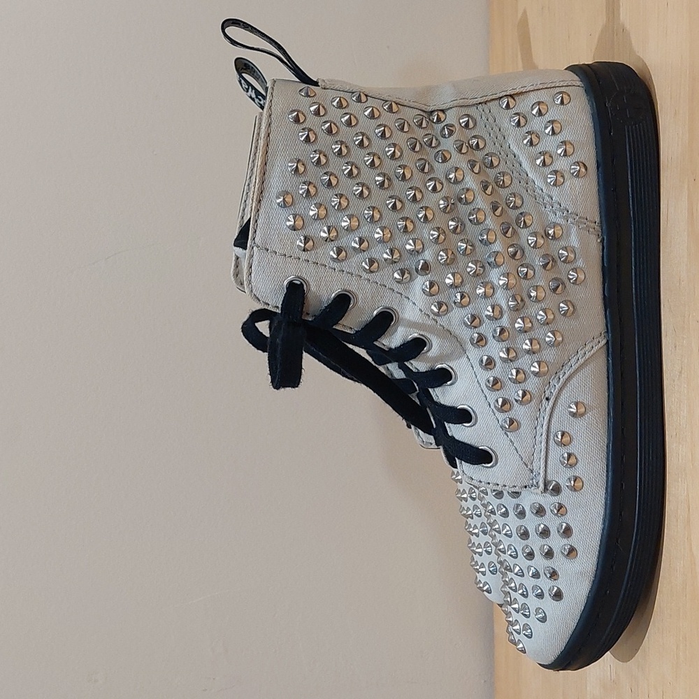 Dr. Martens Shoestud White Canvas Boots